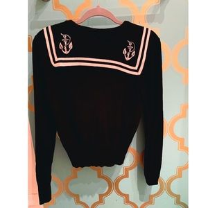 Pinup style cropped cardigan with anchors